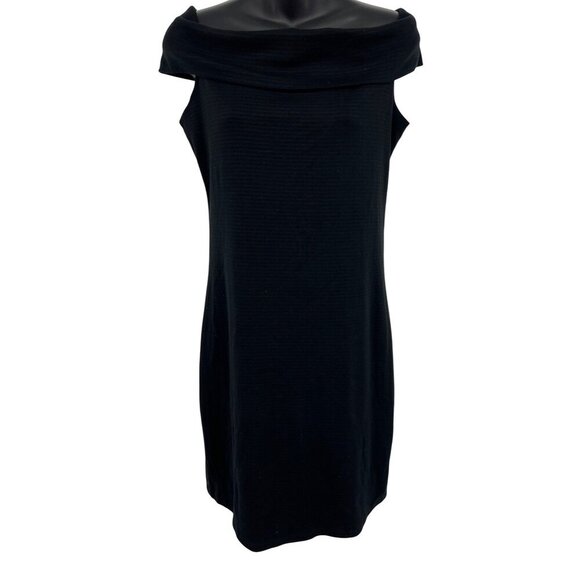 Abercrombie Fitch Black Dress Size Large Off Shoulder Bodycon Stripe Women New - Picture 1 of 9